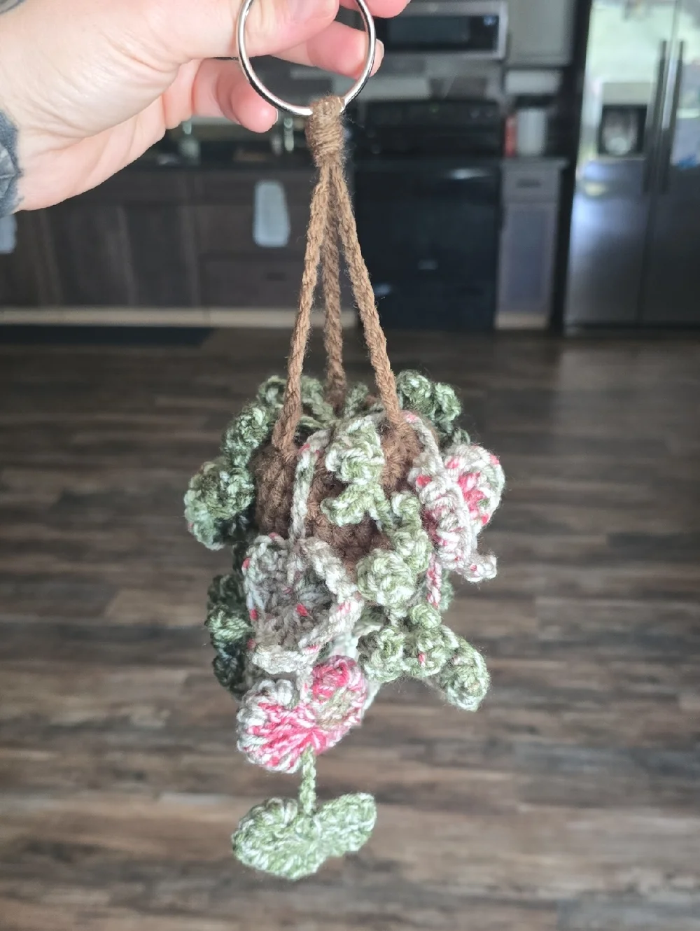 Crochet Hanging Rearview Mirrow Plant Basket - Picture 1 of 4